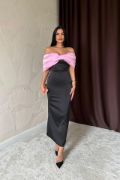Pembe Önü Fiyonklu Elbise resmi